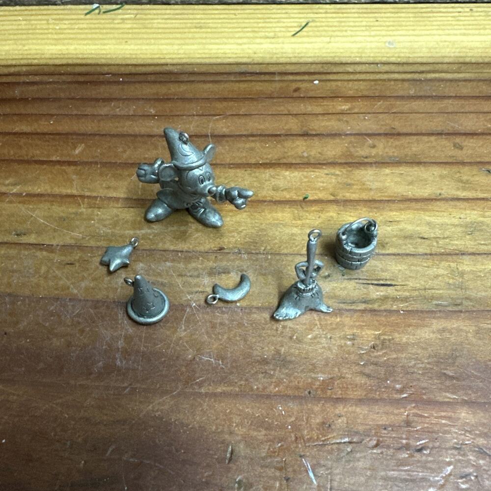 DISNEY HALLMARK Walts 100th Sorcerer's Apprentice Fantasia Mini Pewter Ornaments